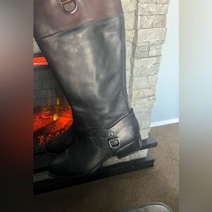 RALPH LAUREN Black and Brown Leather Riding Boots